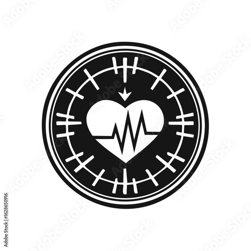 Medical Heartbeat Symbol in a Circular Frame Illustration