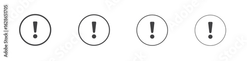 Exclamation icon outlines - vector simple illustration