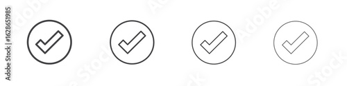 Check mark icon outlines - vector simple illustration
