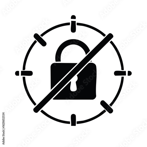 Access Denied Concept Security Lock with Crosshairs and Blocked Padlock Restriction