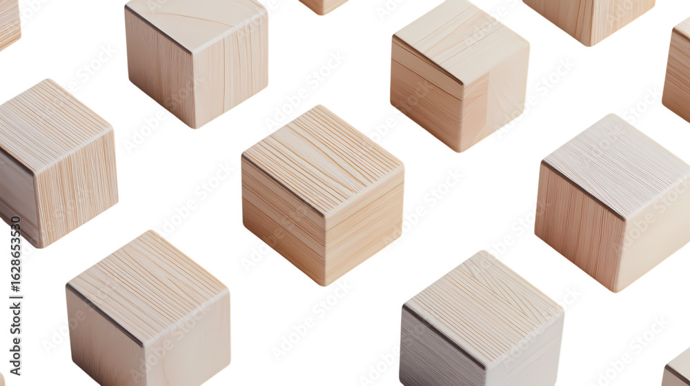 Fototapeta premium Wooden Cubes Arranged isolated on transparent background