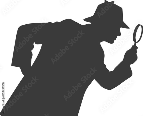 Detective Silhouette – Man Investigating Crime Scene Vector