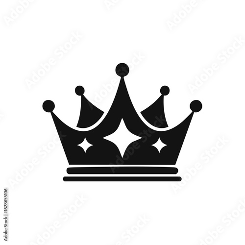 Stylized Black Crown Icon Royalty Power Success Symbol