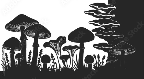 Mushroom vector silhouette