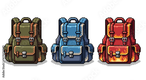 Three colorful backpacks perfect for travel and adventure.