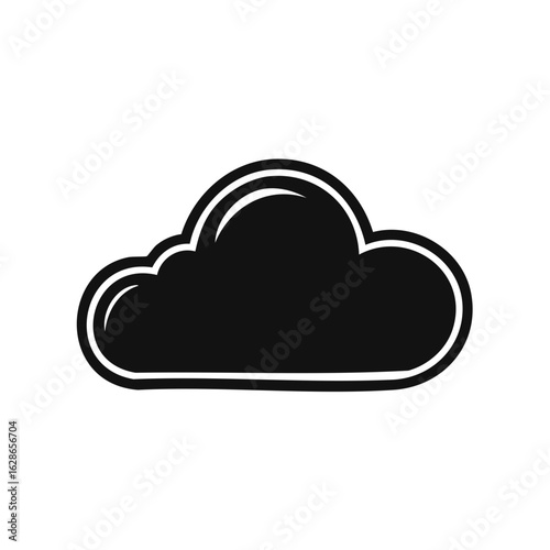 Simple black cloud icon for weather or cloud computing, graphic symbol