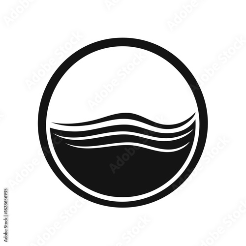 Abstract Circular Water Wave Symbol Icon Simple Clean Design