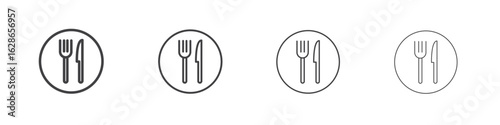Fork and Knife icon outlines - vector simple illustration