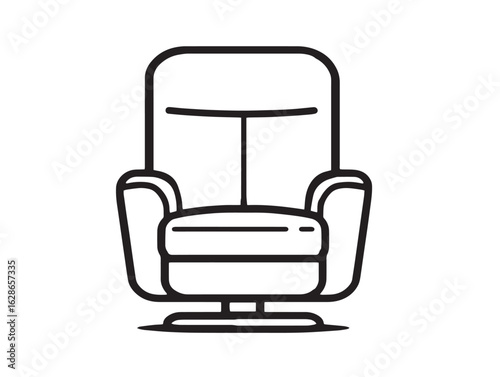 Detailed Recliner Icon in Clean 2D Line Art Design