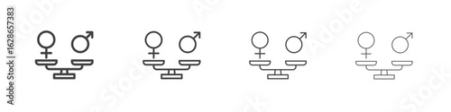 Equality icon outlines - vector simple illustration