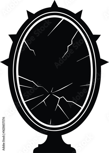 black silhouette broken mirror on white background.eps