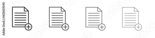 Add document icon outlines - vector simple illustration