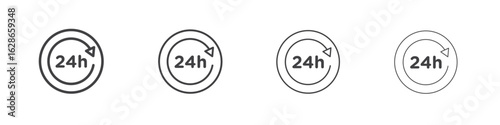 24 Hrs icon outlines - vector simple illustration