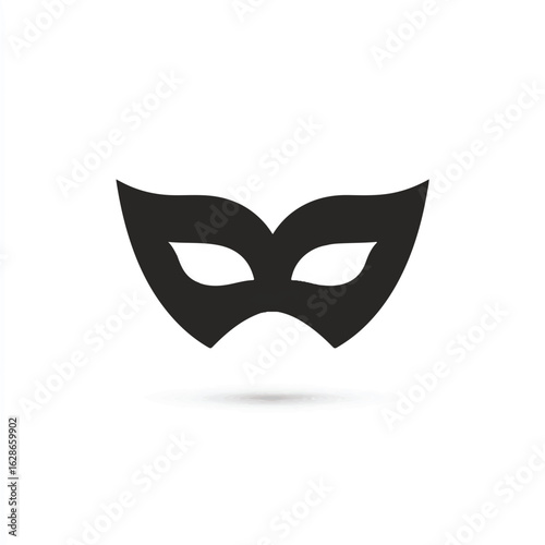 Black Masquerade Mask on White Background Celebration Festival and Mystery Carnival Invitation Design Element for Party or Holiday Event