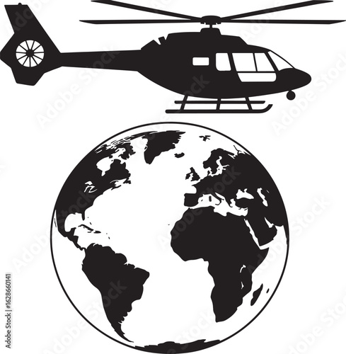 Global Police Helicopter Vector Illustration Symbolizing International Air Support and Security