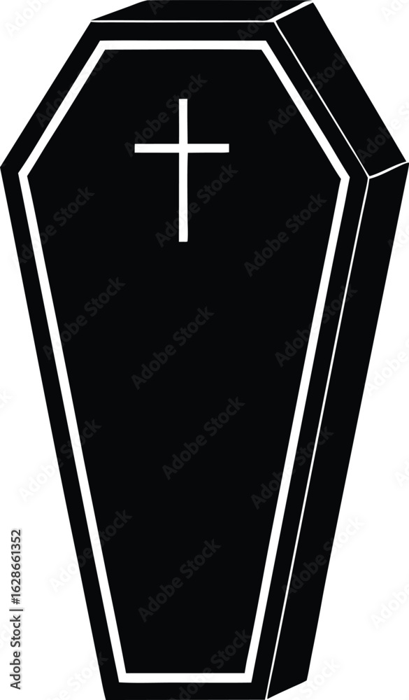 Obraz premium black silhouette coffin lid on white background.eps