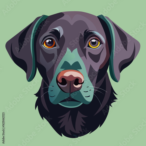 Stylized portrait of a chocolate labrador retriever dog