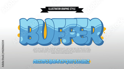 Buffer logo graffiti font text effect, spray and street text style	