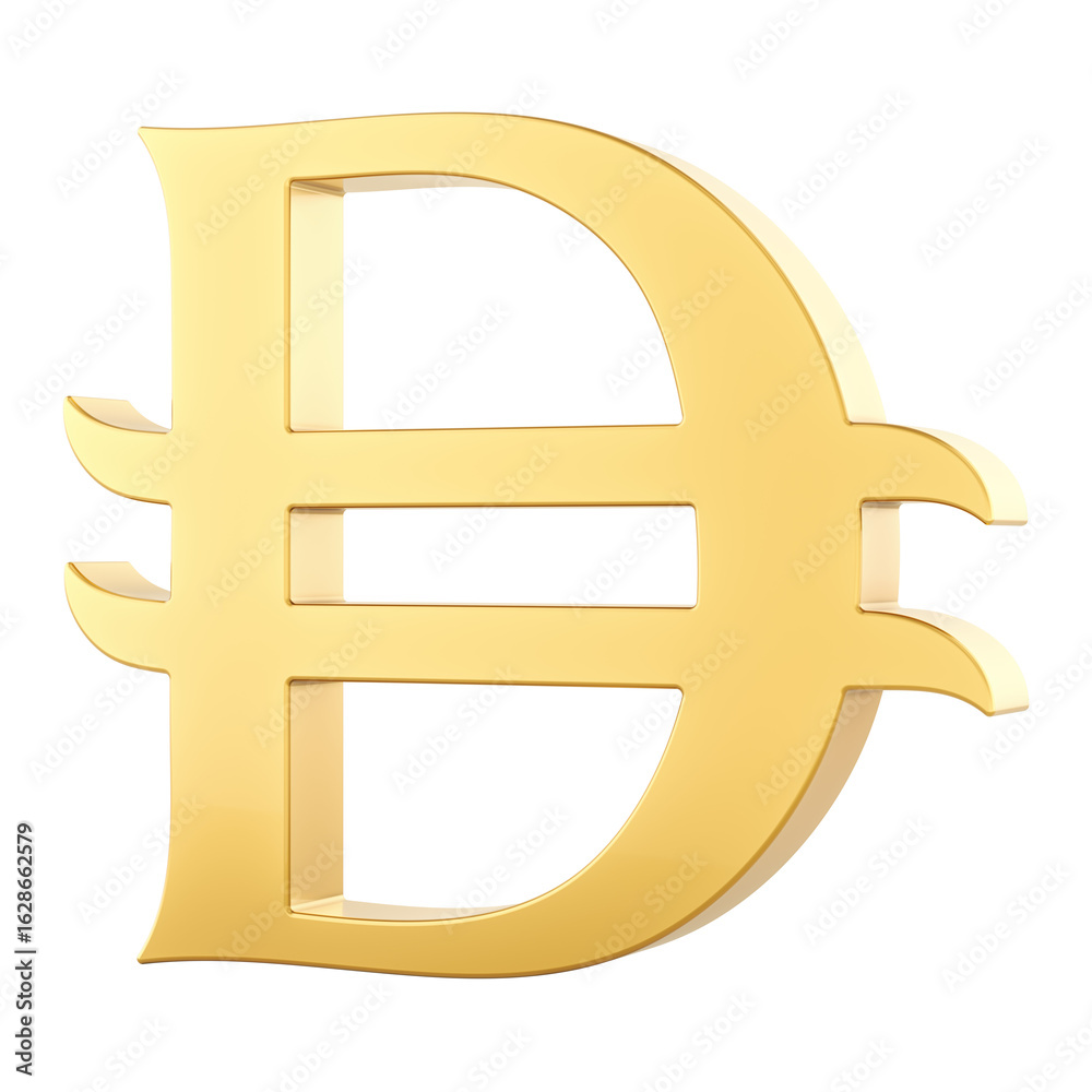 Obraz premium Golden dirham, currency symbol. 3D rendering