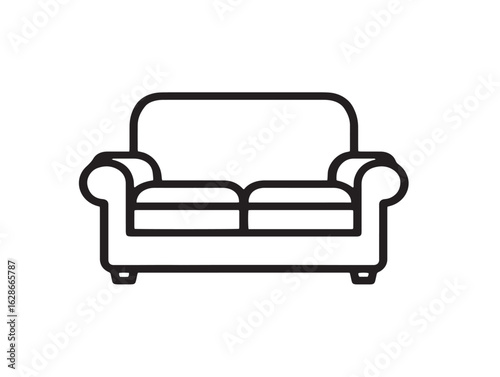 Flat outlined sofa slipcover drawing in 2D vector