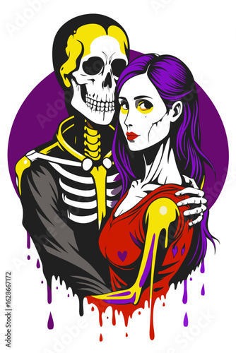  dark romantic skeleton couple gothic art