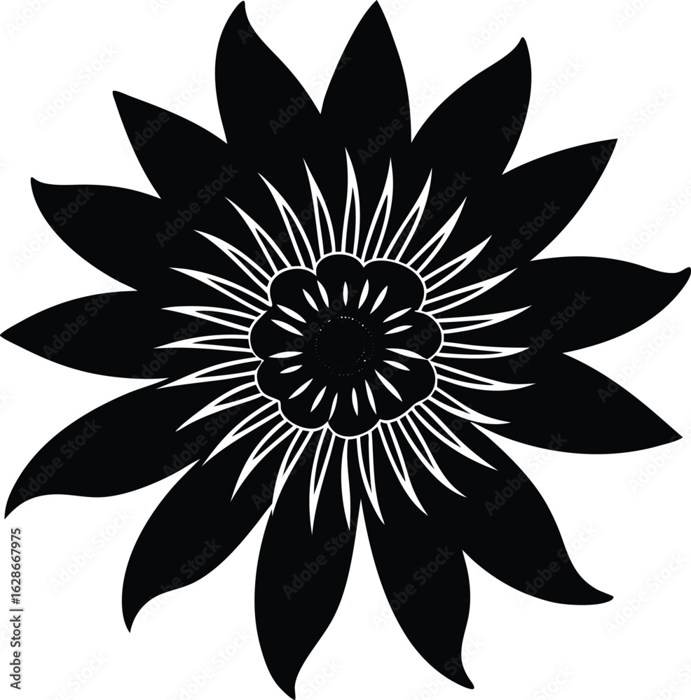 Fototapeta premium black silhouette passion flower on white backgroun.eps