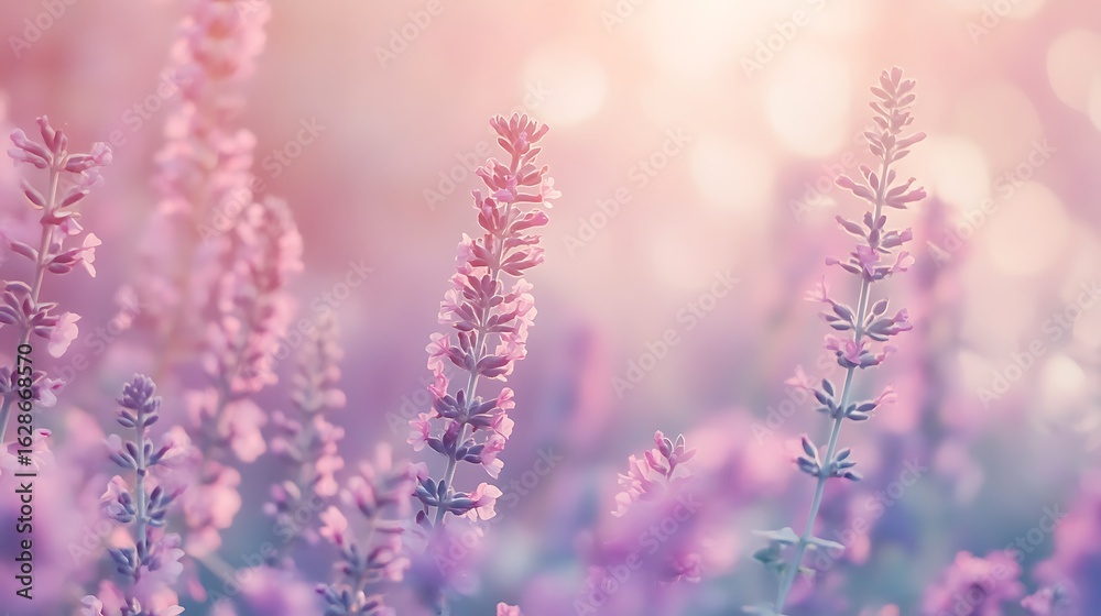 Fototapeta premium Pastel color bokeh with blooming flowers foreground high resolution picture