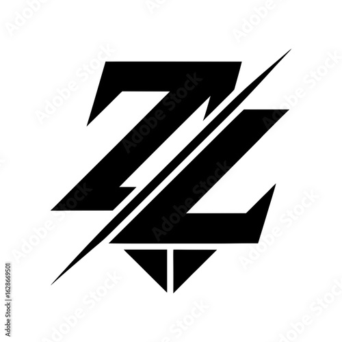 Free Download Z Logo in Geometric Slash Style with Clean Cut Design silhouette Art Vector illustration - GFXLoad