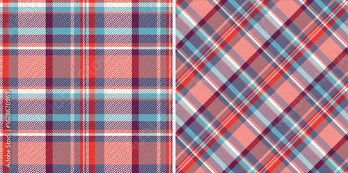 Check texture plaid of textile pattern fabric with a vector tartan background seamless. Set in wedding colors. Ribbon craft ideas.