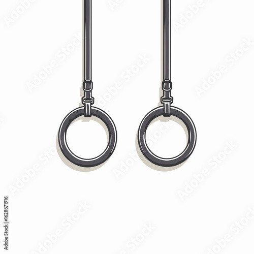 Contoured illustration of gymnastic rings hanging from the ceiling  