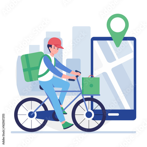 A flat style illustration showing cycle delivery