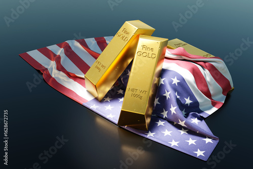 Three gold bars placed on a...