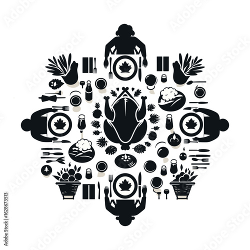 Thanksgiving Dinner Table Vector Design