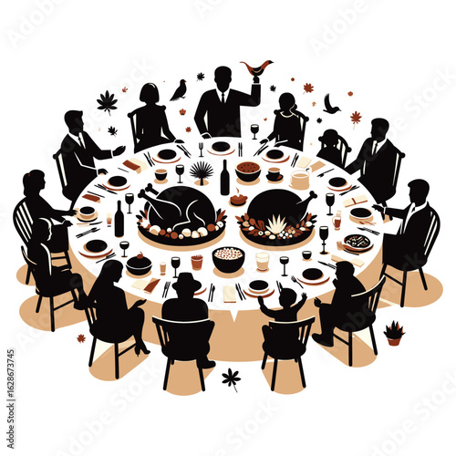 Thanksgiving Dinner Table Vector Design