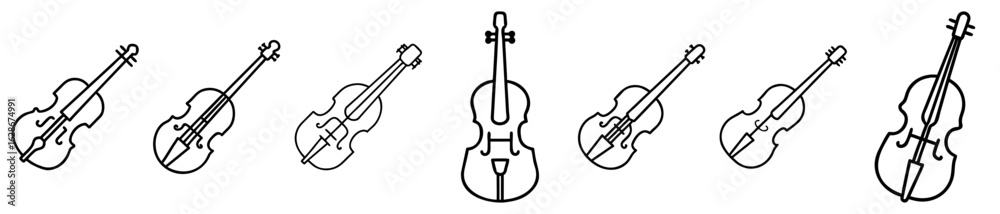 Obraz premium Collection of Line Art Illustrations of Violins and Stringed Instruments