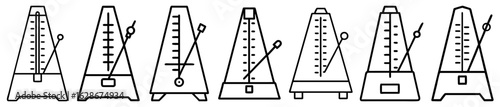 Six unique minimalist metronome line drawings for music timing and tempo