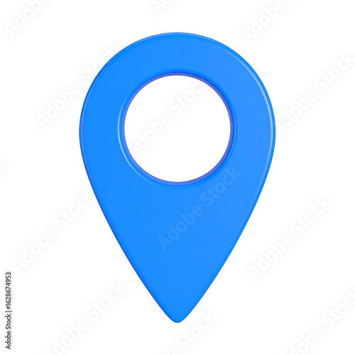 Modern blue map pointer location icon on transparent background