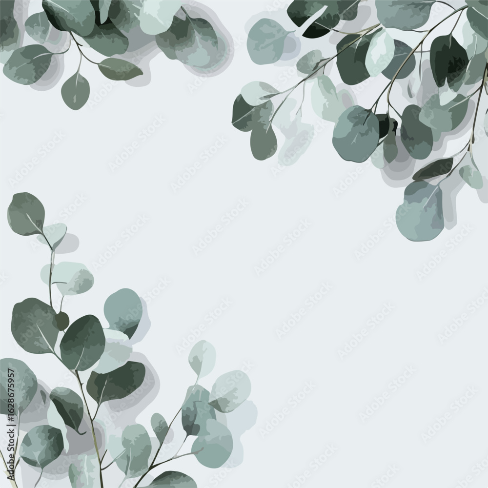 Obraz premium Eucalyptus Branches Gray Background Composition