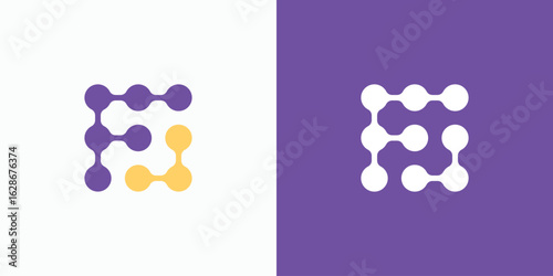 Letter F connection line logo design