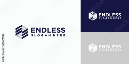 Letter E logo design in infinity cube