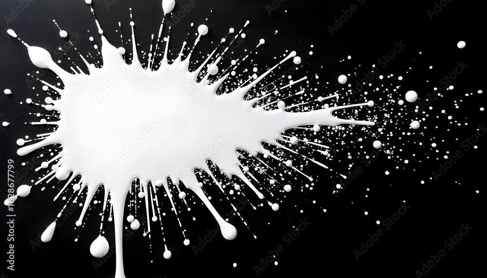 Obraz premium Dynamic White Paint Splash on Black Background Creating Abstract Visual Art