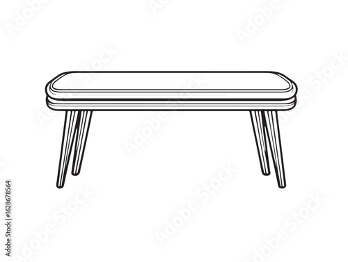 Elegant upholstered bench cushion icon in vector style