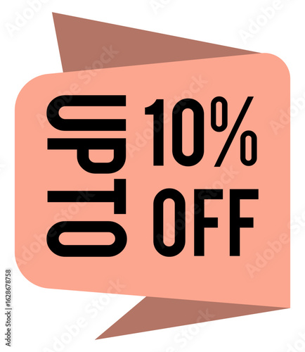 get up to 10% off now banner, shopping deal tag, promotional message vector