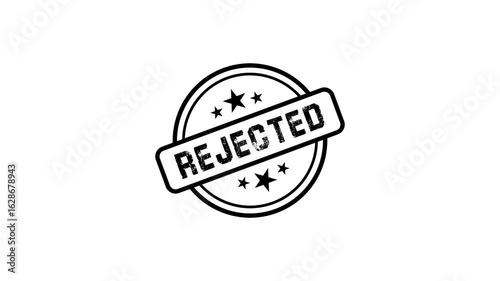Rejected rubber stamp animation isolated with an alpha channel. Black rejected rubber grunge stamp seal in 4K video quality.