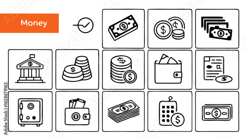 Money vector icons for web design 