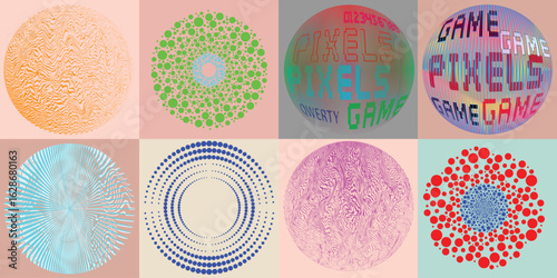 Lines and dots in Circle Form .Rotate rounded shape Vector .Rotating dots form a circle .Rotating and linear design element . Various lines forming round shape . Abstract Geometric line art 