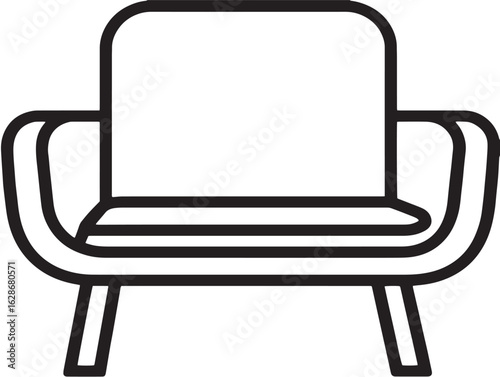 Flat 2D icon of modern waiting room seat