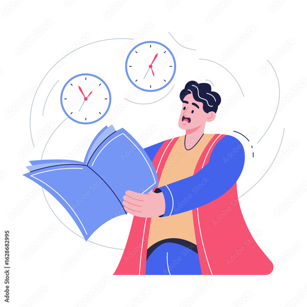 A flat style illustration depicting time pressure A flat style illustration depicting time pressure