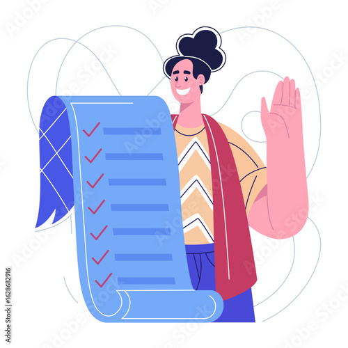 A flat style illustration representing task list