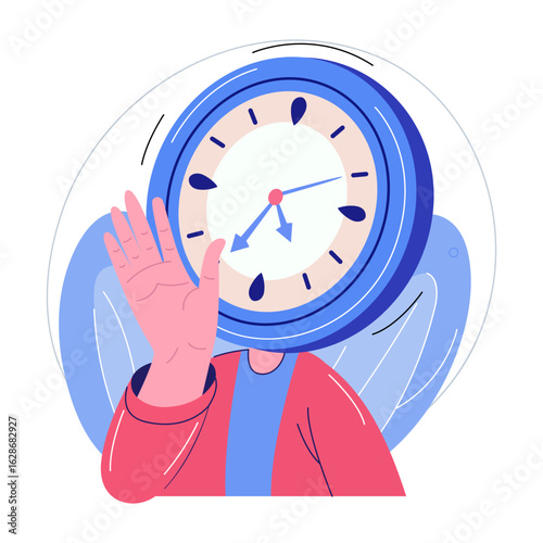 A flat style illustration showing time depression